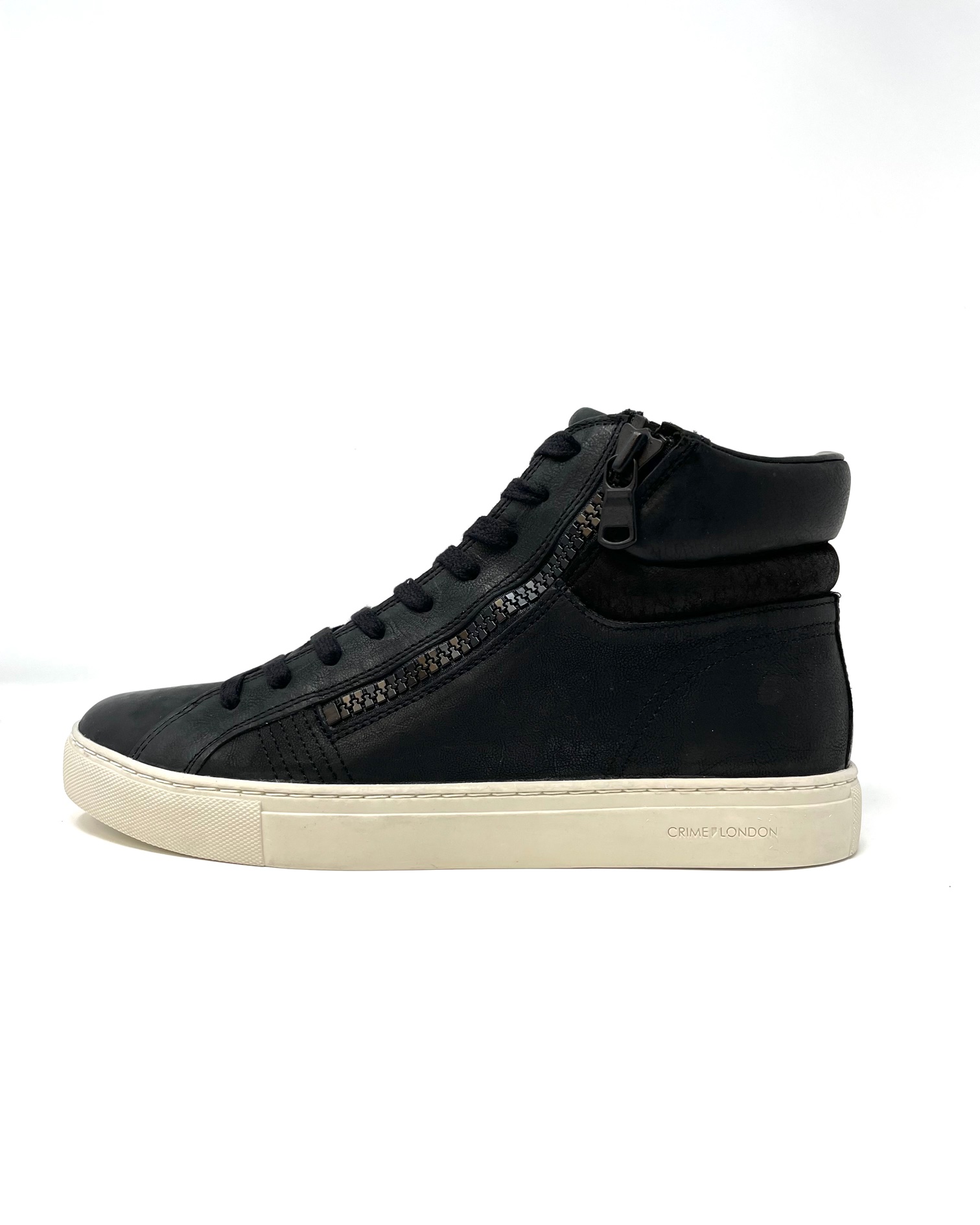sneaker Crime high top double zip 12672 AA5.20all black - Mood